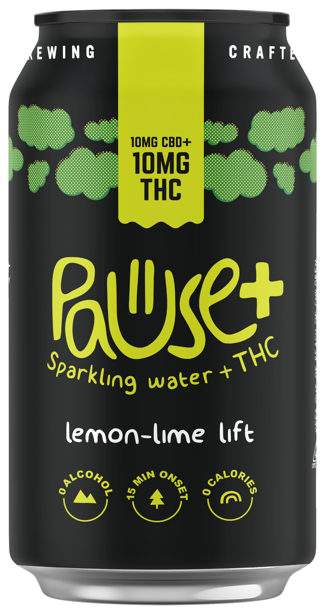 10MG THC + CBD infused Lemon Lime Lift Pause+ Sparkling Water 6pk