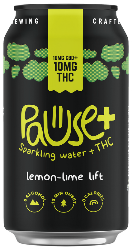 10MG THC + CBD infused Lemon Lime Lift Pause+ Sparkling Water 6pk