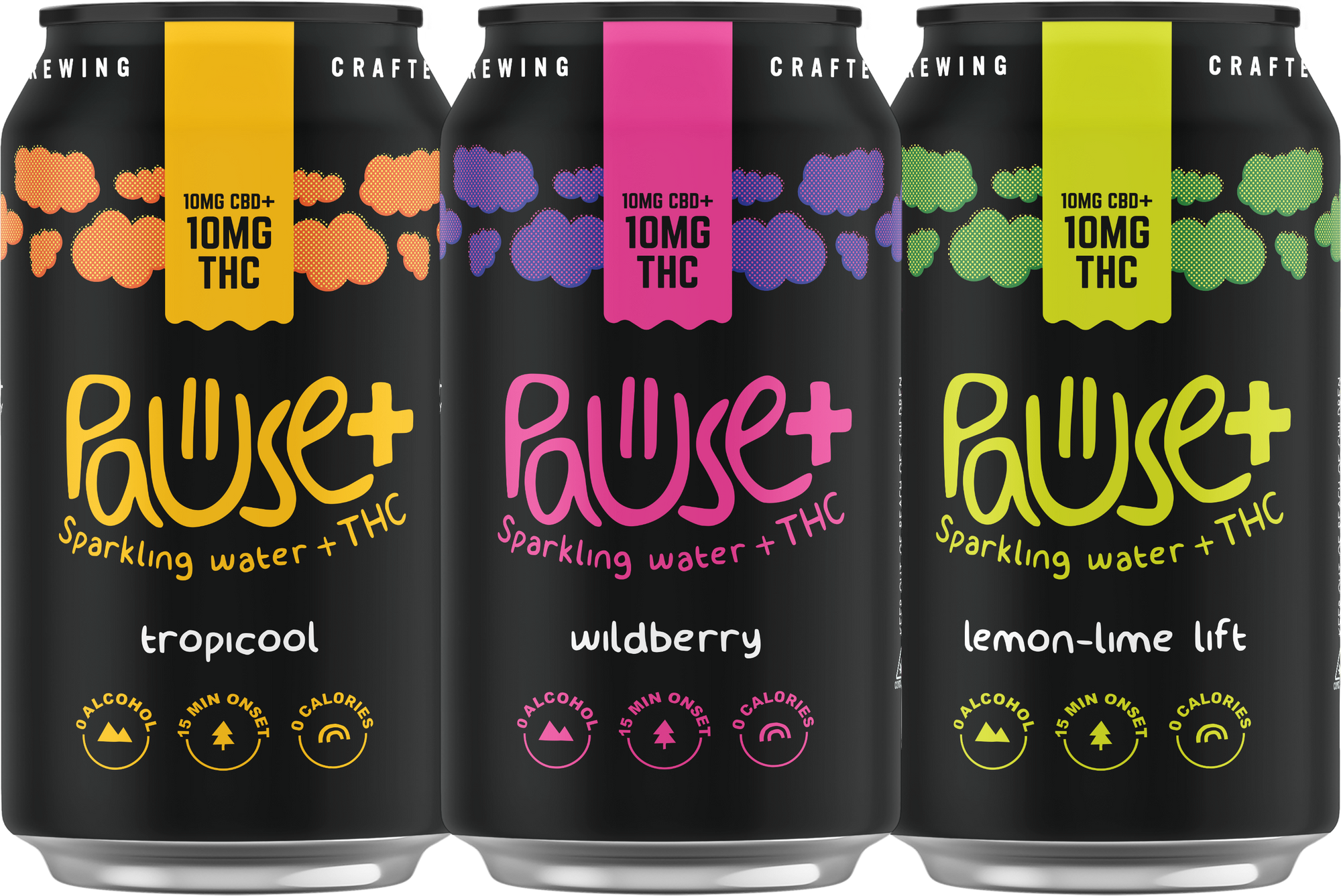 10MG THC + CBD infused Pause+ Sparkling Water Variety 6-Pack