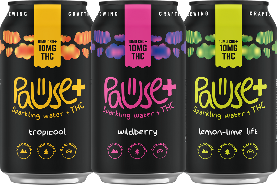 10MG THC + CBD infused Pause+ Sparkling Water Variety 6-Pack
