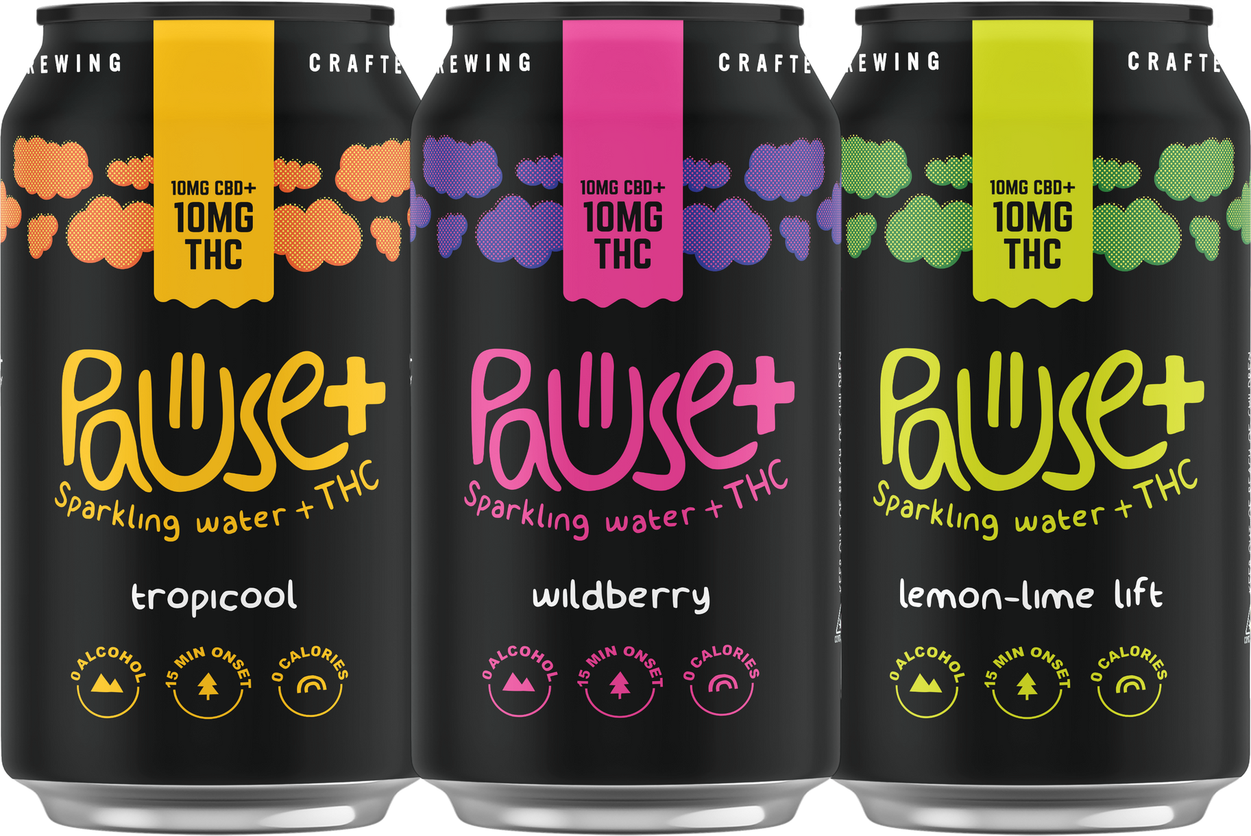 10MG THC + CBD infused Pause+ Sparkling Water Variety 6-Pack