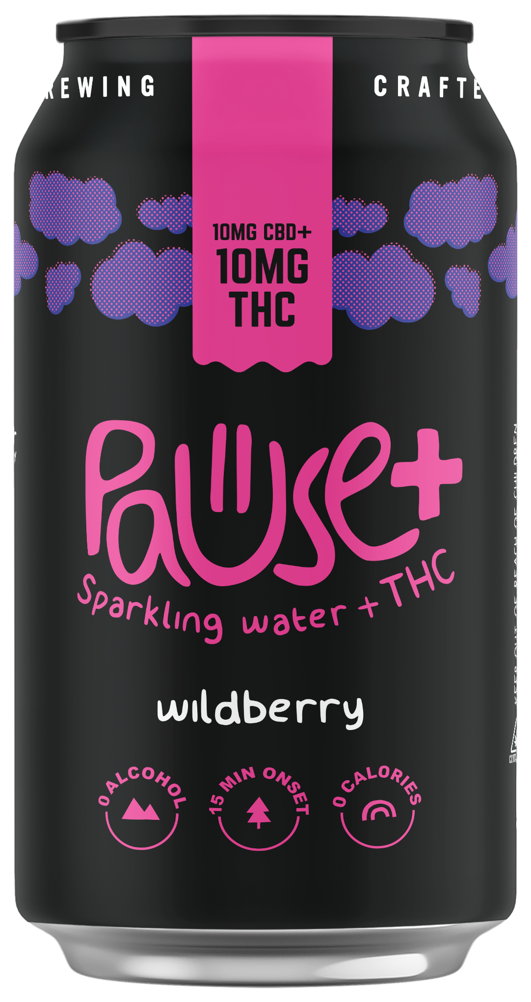 10MG THC + CBD infused Wildberry Pause+ Sparkling Water 6pk
