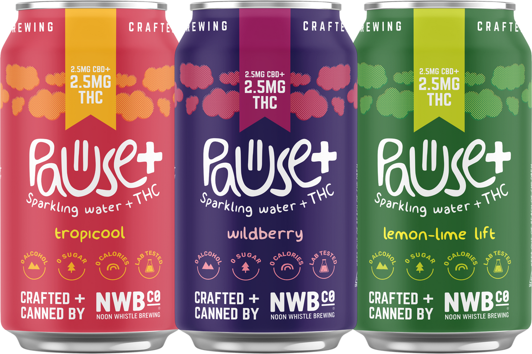 2.5MG THC + CBD infused Pause+ Sparkling Water Variety 6-Pack