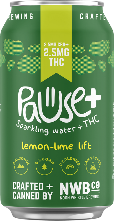 2.5MG THC + CBD infused Lemon Lime Lift Pause+ Sparkling Water 6pk
