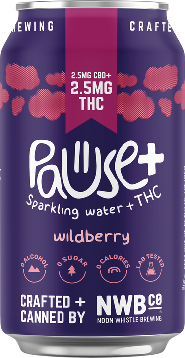 2.5MG THC + CBD infused Wildberry Pause+ Sparkling Water 6pk