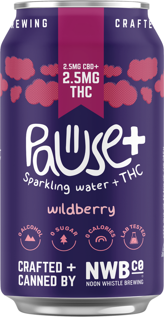 2.5MG THC + CBD infused Wildberry Pause+ Sparkling Water 6pk
