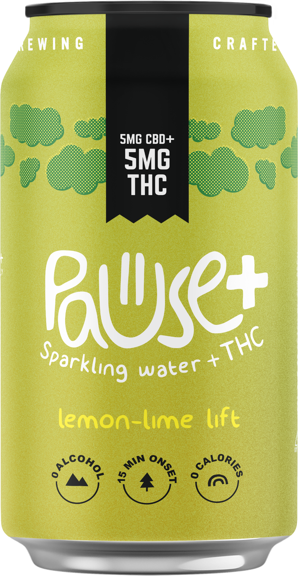 5MG THC + CBD infused Lemon Lime Lift Pause+ Sparkling Water 6pk