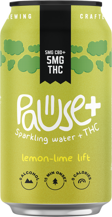 5MG THC + CBD infused Lemon Lime Lift Pause+ Sparkling Water 6pk