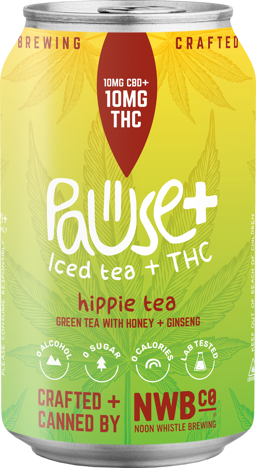 10MG Hippie Tea THC + CBD infused Pause+ Sparkling Tea 6pk