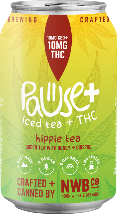 10MG Hippie Tea THC + CBD infused Pause+ Sparkling Tea 6pk